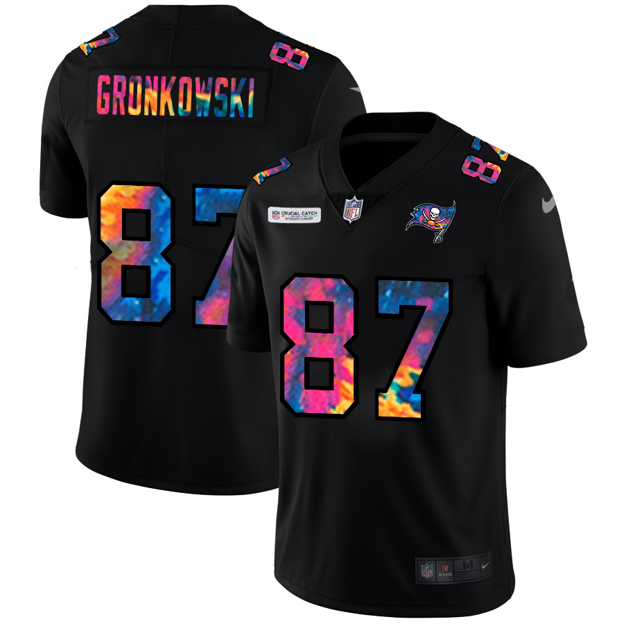 NFL Tampa Bay Buccaneers #87 Rob Gronkowski Men Nike MultiColor Black 2020 Crucial Catch Vapor Untouchable Limited Jersey->tampa bay buccaneers->NFL Jersey